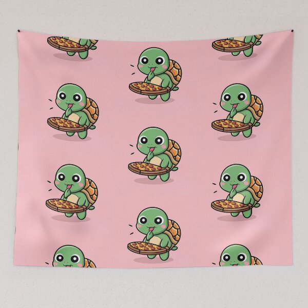 Item preview, Funny cute kawaii turtle eating pizza designed and sold by Trend-Beaver.