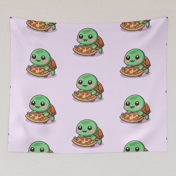 Item preview, Funny cute kawaii turtle eating pizza designed and sold by Trend-Beaver.