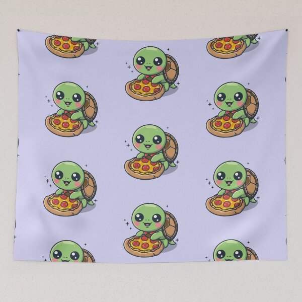 Item preview, Funny cute kawaii turtle eating pizza designed and sold by Trend-Beaver.