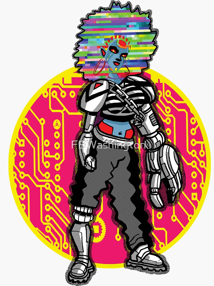 Thumbnail 3 of 3, Sticker, Robo Jammin Three designed and sold by FBWashington.