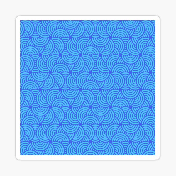 Item preview, Bright Electric Blue Half-Circle Spiral Wave Curve Arcs Modern Digital Art Retro Futurism 60s Optical Pattern designed and sold by PenguinForests.