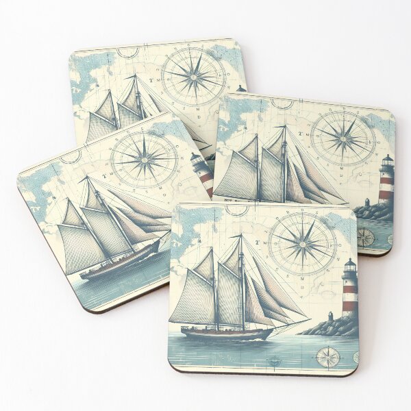 Item preview, Vintage Nautical Sailboat Map designed and sold by Blended Designs ⭐⭐⭐⭐⭐.