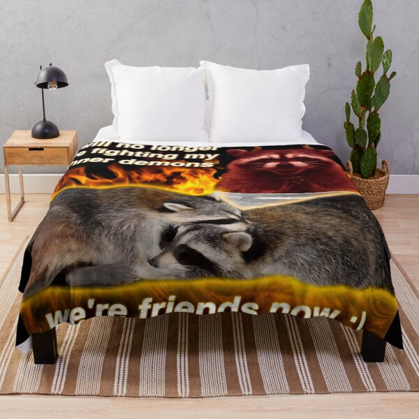 Item preview, I will no longer be fighting my inner demons we're friends now raccoon word art designed and sold by Billion6.