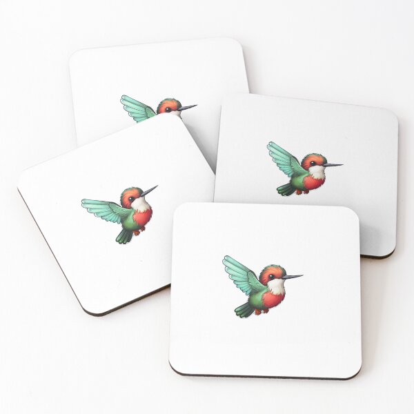 Item preview, Ruby Throated Hummingbird Kawaii US Bird Inspired Art and Stickers designed and sold by CDC40.