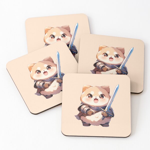 Item preview, Cute Kawaii Happy Cat Knight with a Sword designed and sold by CozyKawaiiArt.