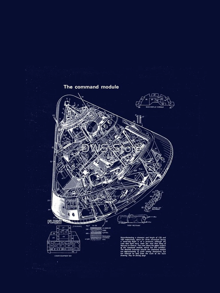 Thumbnail 4 of 4, iPhone Case, Apollo Command Module Blueprint Drawing designed and sold by DWS-Store.
