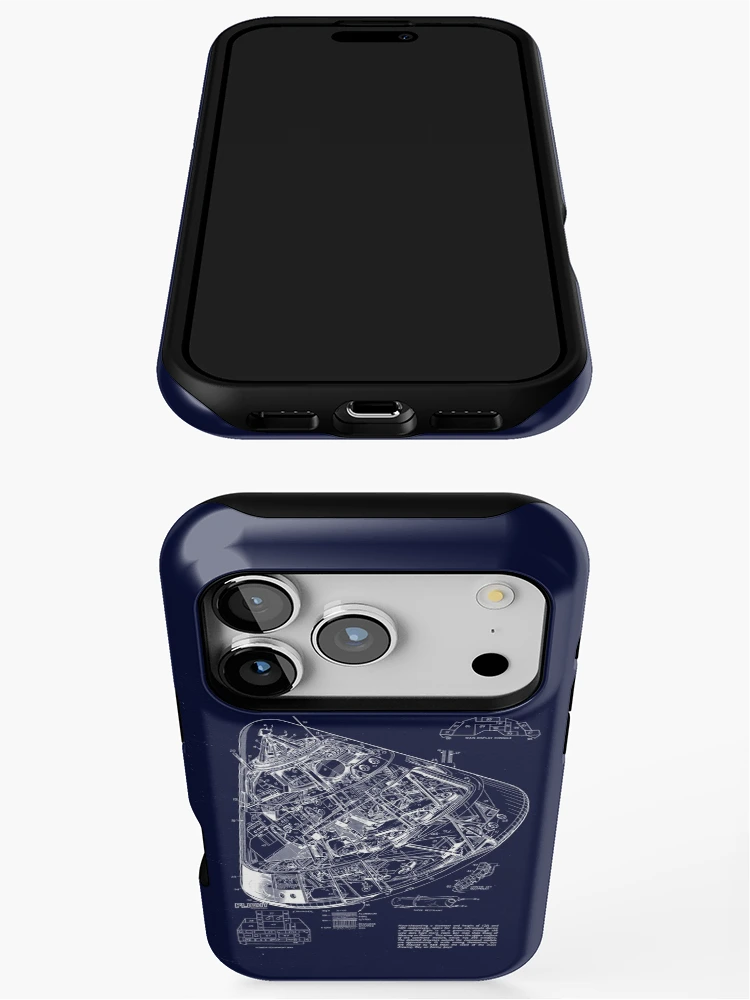 Thumbnail 3 of 4, iPhone Case, Apollo Command Module Blueprint Drawing designed and sold by DWS-Store.