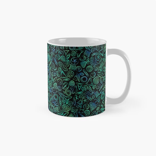 Item preview, Diatoms in Green and Blue on Black designed and sold by Squilla Design Studio.
