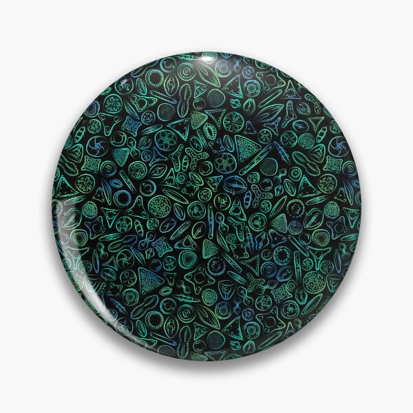 Item preview, Diatoms in Green and Blue on Black designed and sold by Squilla Design Studio.