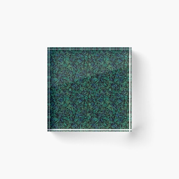 Item preview, Diatoms in Green and Blue on Black designed and sold by Squilla Design Studio.