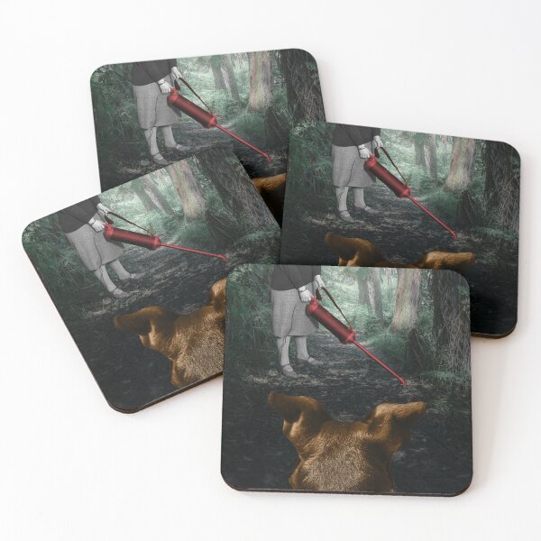Item preview, Funny Pet Lover Gift: Dog Confronts Vacuum in Surreal Art Print 'Enemy Encounter' designed and sold by GollyWillikers.