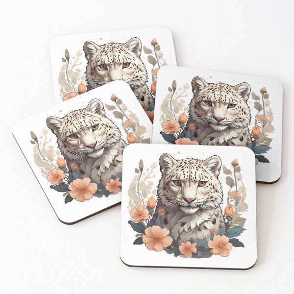 Item preview, Majestic Snow Leopard in Flowers designed and sold by Irbisinthebox.
