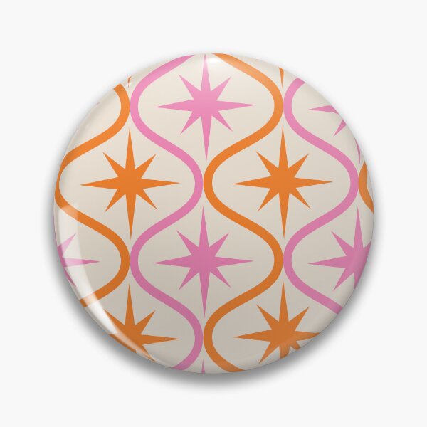 Item preview,   Mid century Modern Pink and Orange Retro Starbursts on ogee designed and sold by Yasminepatterns .