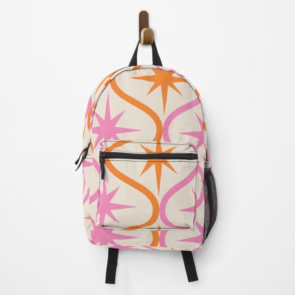 Item preview, Mid century Modern Pink and Orange Retro Starbursts on ogee designed and sold by Yasminepatterns .