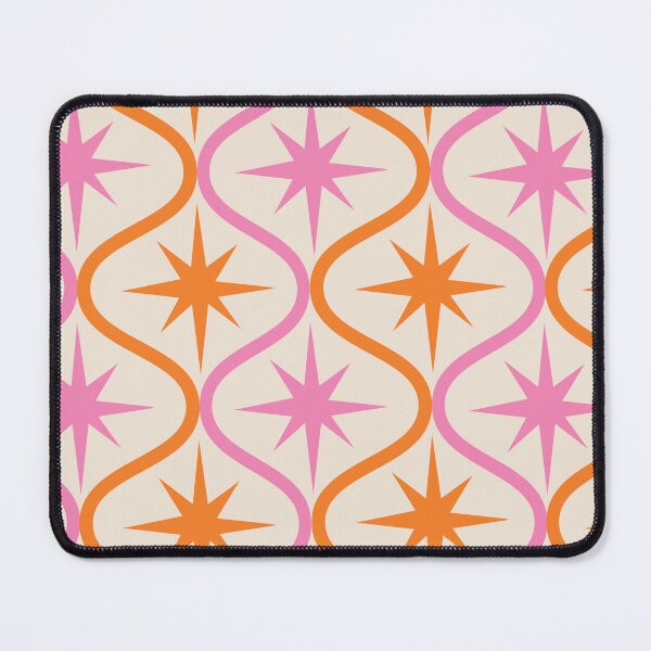 Item preview,   Mid century Modern Pink and Orange Retro Starbursts on ogee designed and sold by Yasminepatterns .