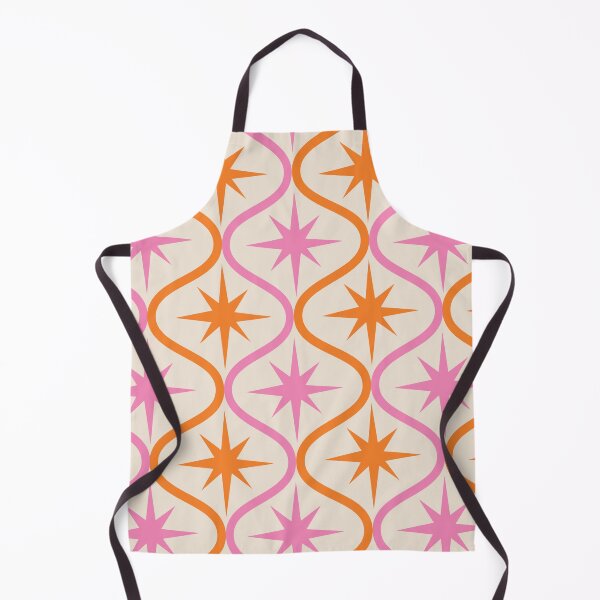 Item preview, Mid century Modern Pink and Orange Retro Starbursts on ogee designed and sold by Yasminepatterns .