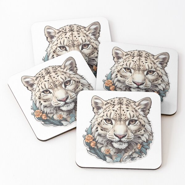 Item preview, Majestic Snow Leopard in Flowers designed and sold by Irbisinthebox.