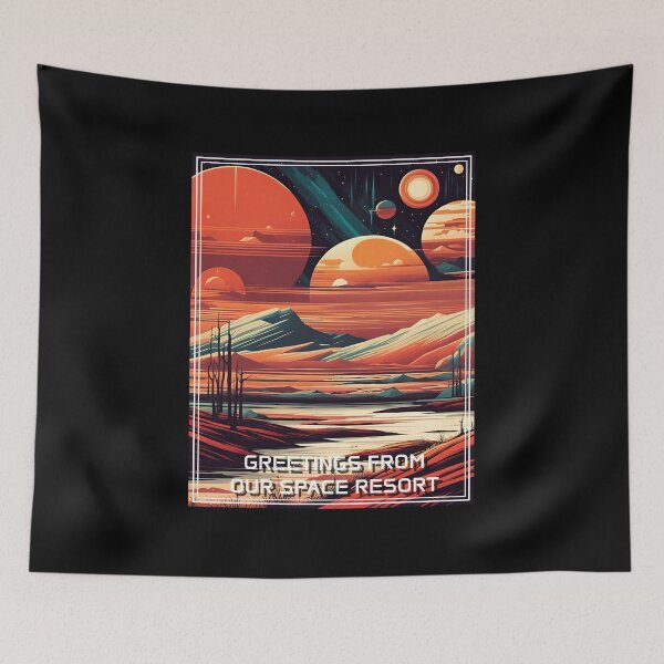 Artikelvorschau, Retro Science Fiction Landscape - Greetings from our Space Resort entworfen und verkauft von VauKaArtShop.