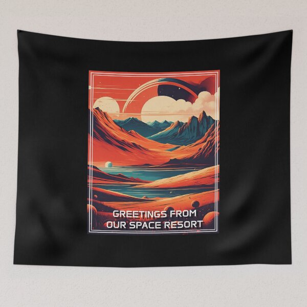 Artikelvorschau, Retro Science Fiction Landscape - Greetings from our Space Resort entworfen und verkauft von VauKaArtShop.