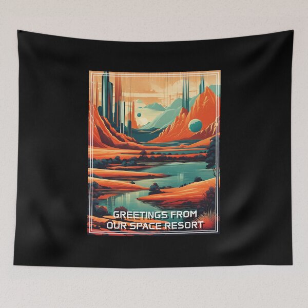 Artikelvorschau, Retro Science Fiction Landscape - Greetings from our Space Resort entworfen und verkauft von VauKaArtShop.