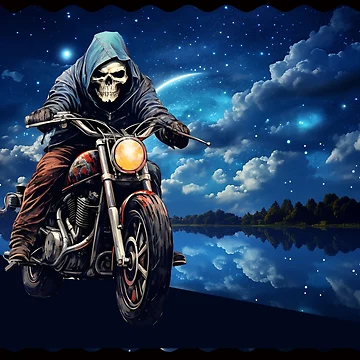 Artwork thumbnail, Skeleton Motorcycle Rider by Karen Wood