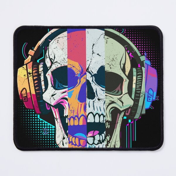 Item preview, Music Kills, glitch skull in headphones designed and sold by dmtdc.