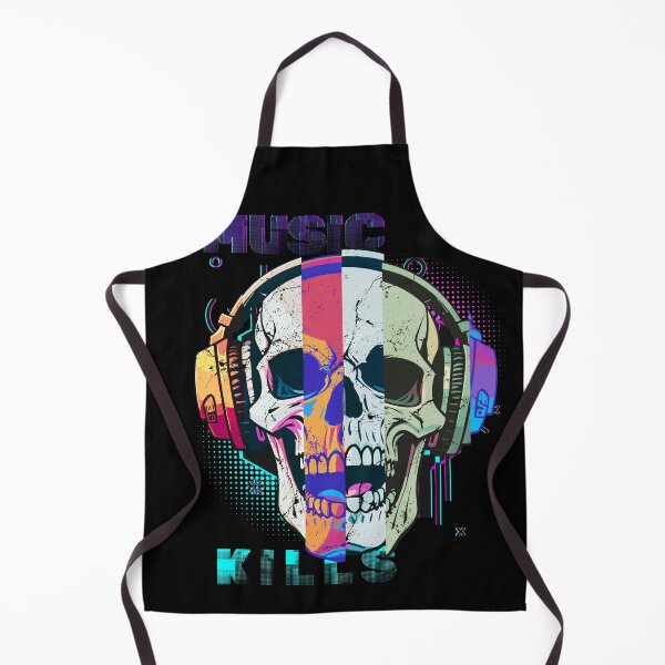 Item preview, Music Kills, glitch skull in headphones designed and sold by dmtdc.