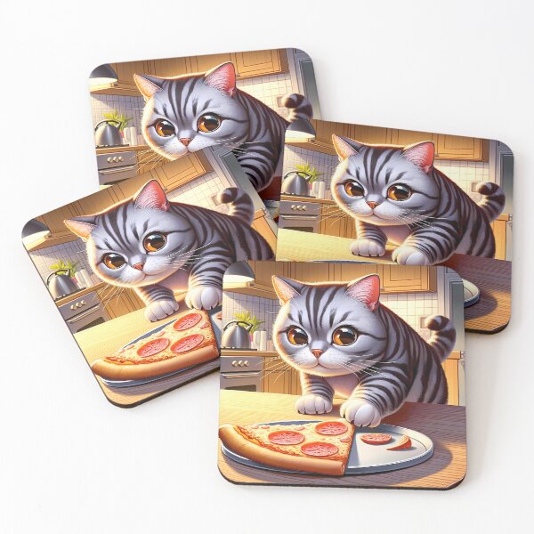 Item preview, Paws and Pizzas: American Shorthair's Slice Swipe designed and sold by Felix Tanner.