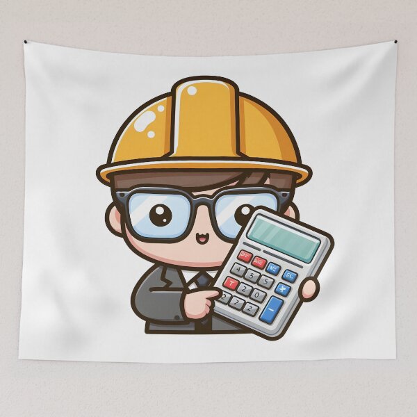 Item preview, Kawaii Engineer Wearing Oversized Glasses Using A Calculator designed and sold by CanvasCutie.