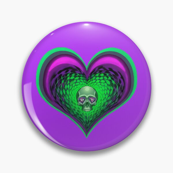 Item preview, Green & Purple Checkered Vortex Heart & Skull with Heart Gem Eyes designed and sold by Rogue Wizard.