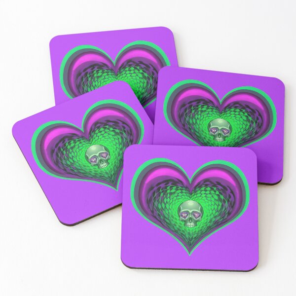 Item preview, Green & Purple Checkered Vortex Heart & Skull with Heart Gem Eyes designed and sold by Rogue Wizard.