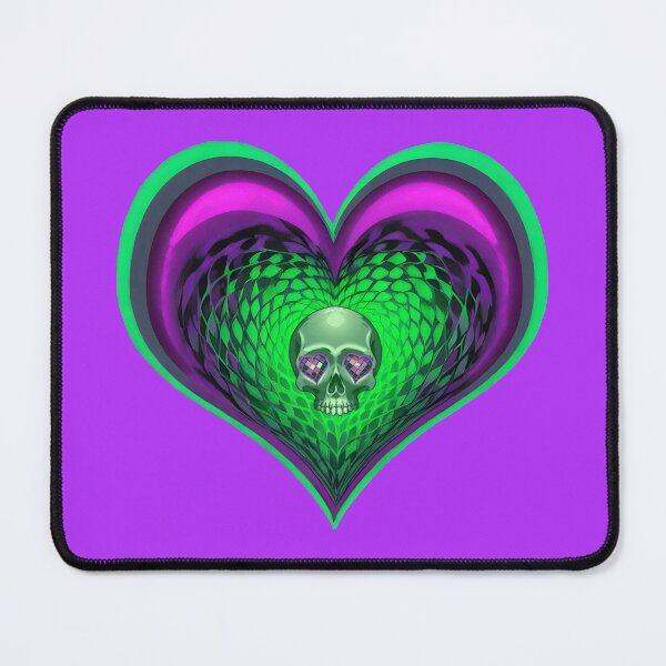 Item preview, Green & Purple Checkered Vortex Heart & Skull with Heart Gem Eyes designed and sold by Rogue Wizard.