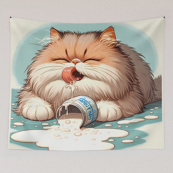 Item preview, Creamy Delight: Persian's Milk Mishap designed and sold by Felix Tanner.