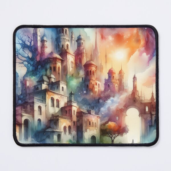 Item preview, "Water-colored Castle Fantasy Mood 11 :Throw Pillow designed and sold by LLdreams.