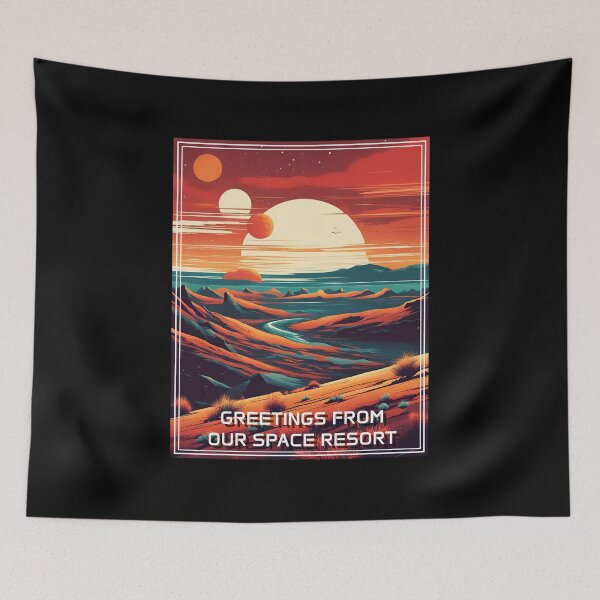 Artikelvorschau, Retro Science Fiction Landscape - Greetings from our Space Resort entworfen und verkauft von VauKaArtShop.