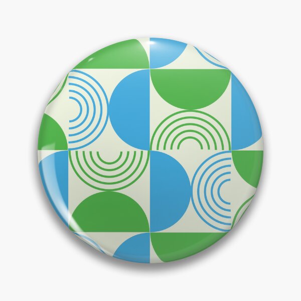 Item preview,    Mid Century Half Circles and Geometric Lines in Blue and Green  designed and sold by Yasminepatterns .
