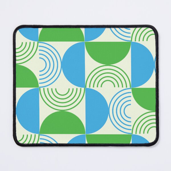 Item preview, Mid Century Half Circles and Geometric Lines in Blue and Green designed and sold by Yasminepatterns .