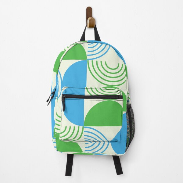 Item preview, Mid Century Half Circles and Geometric Lines in Blue and Green designed and sold by Yasminepatterns .