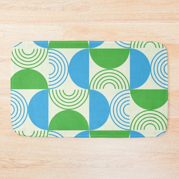 Item preview,    Mid Century Half Circles and Geometric Lines in Blue and Green  designed and sold by Yasminepatterns .