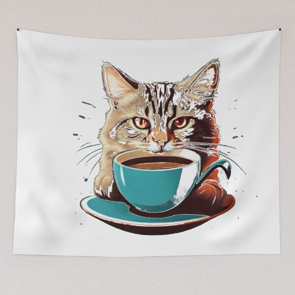 Item preview, A cat who likes coffee designed and sold by MindsAtelier.