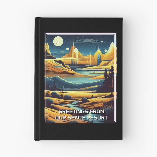 Item preview, Retro Science Fiction Landscape - Greetings from our Space Resort designed and sold by VauKaArtShop.