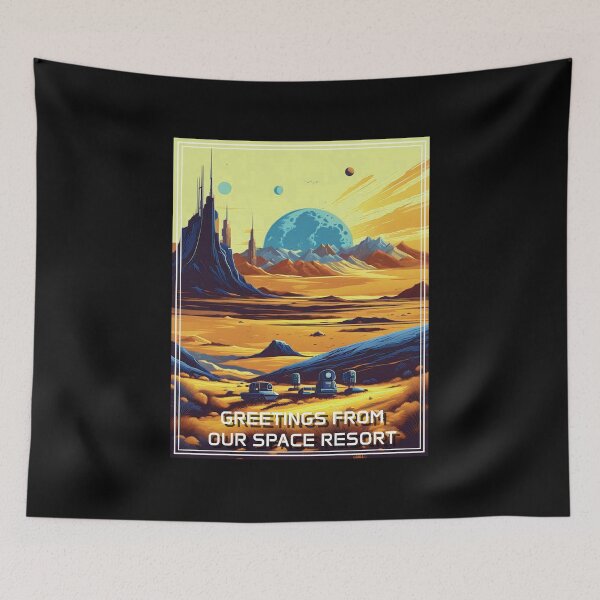 Artikelvorschau, Retro Science Fiction Landscape - Greetings from our Space Resort entworfen und verkauft von VauKaArtShop.