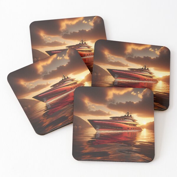Artikelvorschau, Crimson Yacht: Gelassenheit bei Sonnenuntergang im expressionistischen Stil entworfen und verkauft von ByDigitalDream.