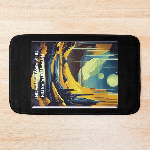 Item preview, Retro Science Fiction Landscape - Greetings from our Space Resort designed and sold by VauKaArtShop.