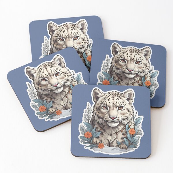 Item preview, Majestic Snow Leopard in Flowers designed and sold by Irbisinthebox.