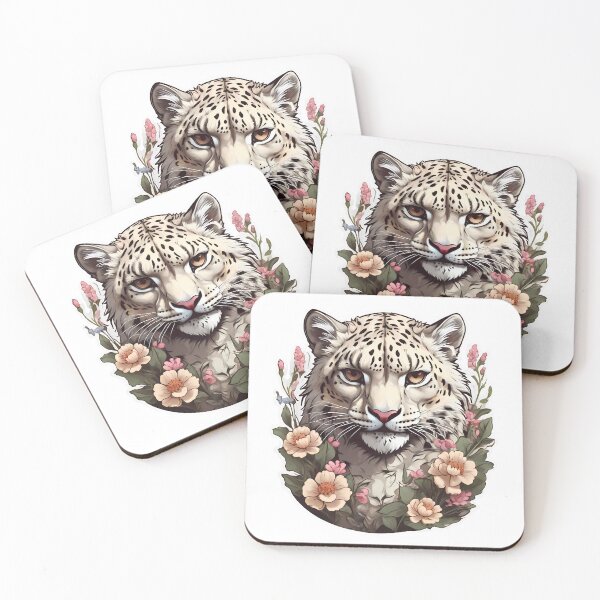 Item preview, Majestic Snow Leopard in Flowers designed and sold by Irbisinthebox.