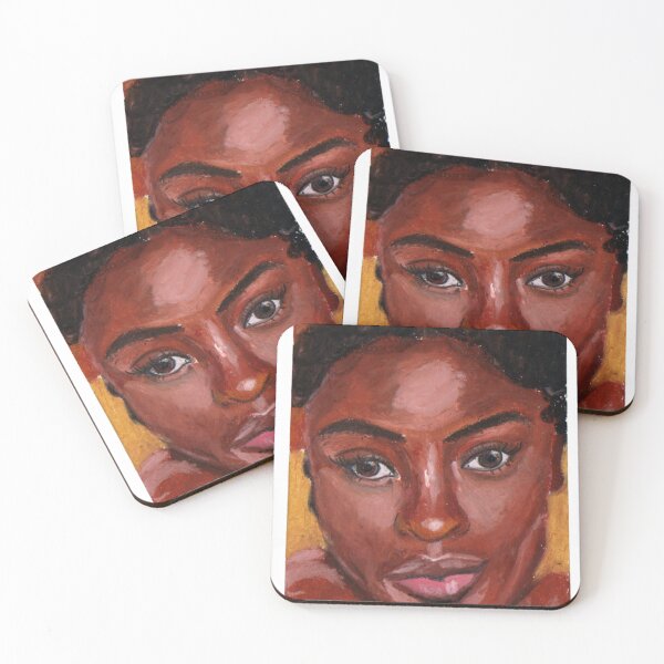 Item preview, Black woman warm tones  oil portrait designed and sold by drawingmary.
