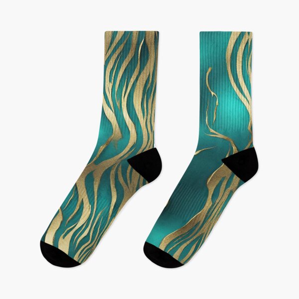 Item preview, Preppy Minimalist Bohemian Gold Teal Turquoise Blue Swirls designed and sold by LEILA ART SPACE.