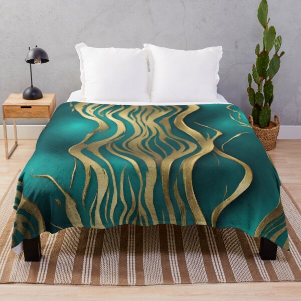 Item preview, Preppy Minimalist Bohemian Gold Teal Turquoise Blue Swirls designed and sold by LEILA ART SPACE.