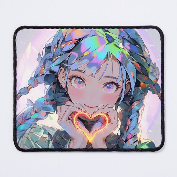 Item preview, Cute Rainbow Hair Anime Girl and Heart designed and sold by bubblegoth.